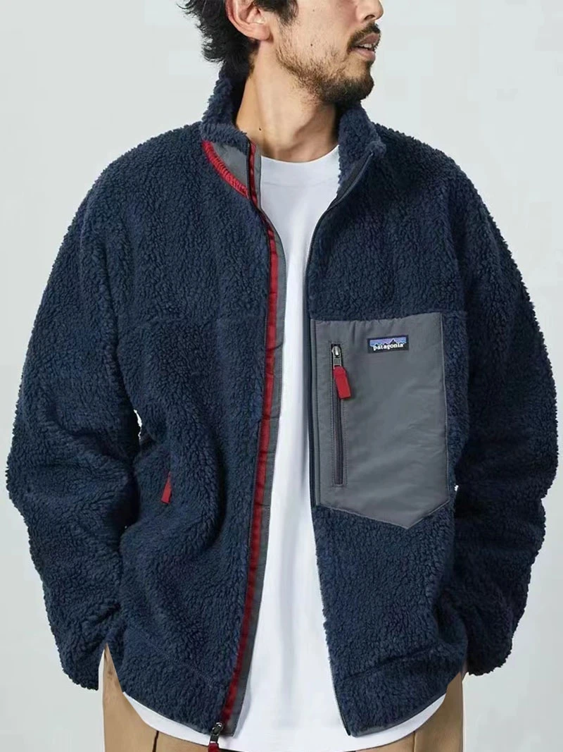 

Retro-X Jacket Outdoor Contrast Color Lamb Wool Jacket Polar Fleece Warm Jacket Liner Couple Style