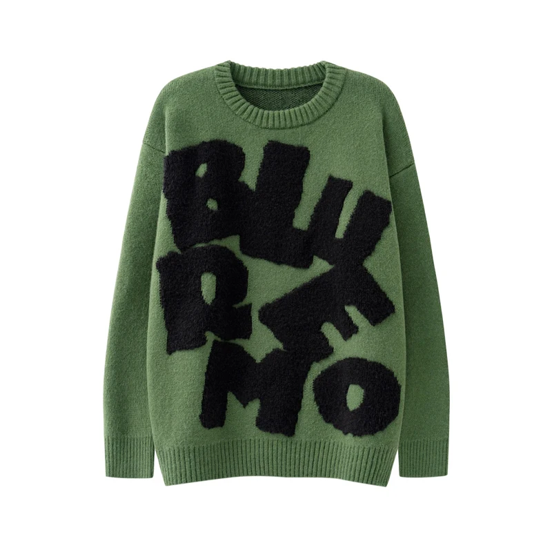 New Fashion Brand American Retro Alphabet Towel Embroidery Sweater Men's Loose Ins Hip-Hop Loose Knitwear For Women's Clothes