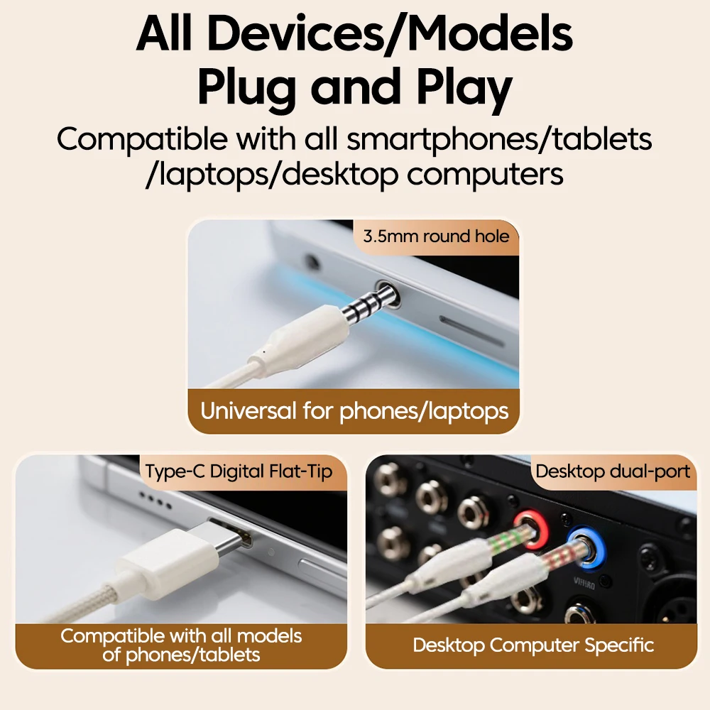 Clip-on Wired Control Earbuds with 9D Surround Sound and HD Mic