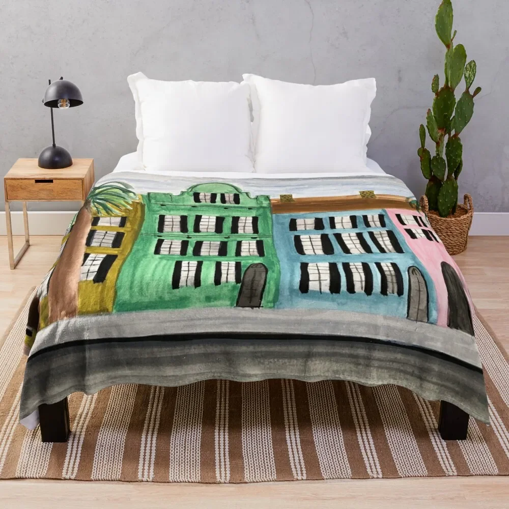 Charleston Rainbow Row watercolor Throw Blanket anime warm winter Sofa Blankets