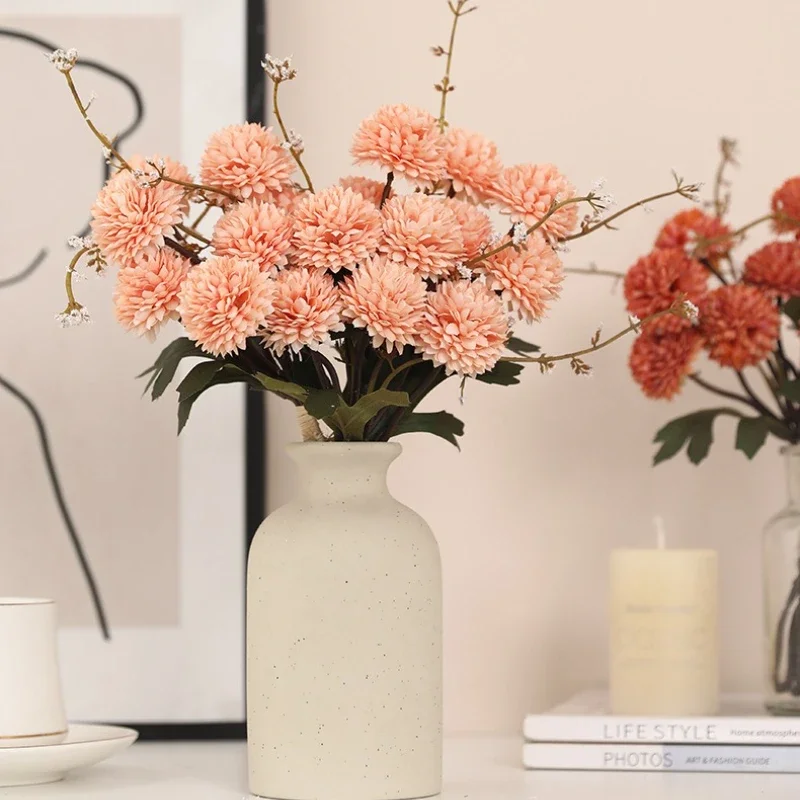 4 Stück künstliche Blumen aus Seide, Löwenzahn-Kugel, Chrysanthemenstrauß, Hochzeitsdekoration, rosa Kugeln, Chrysanthemen, Simulationsblume