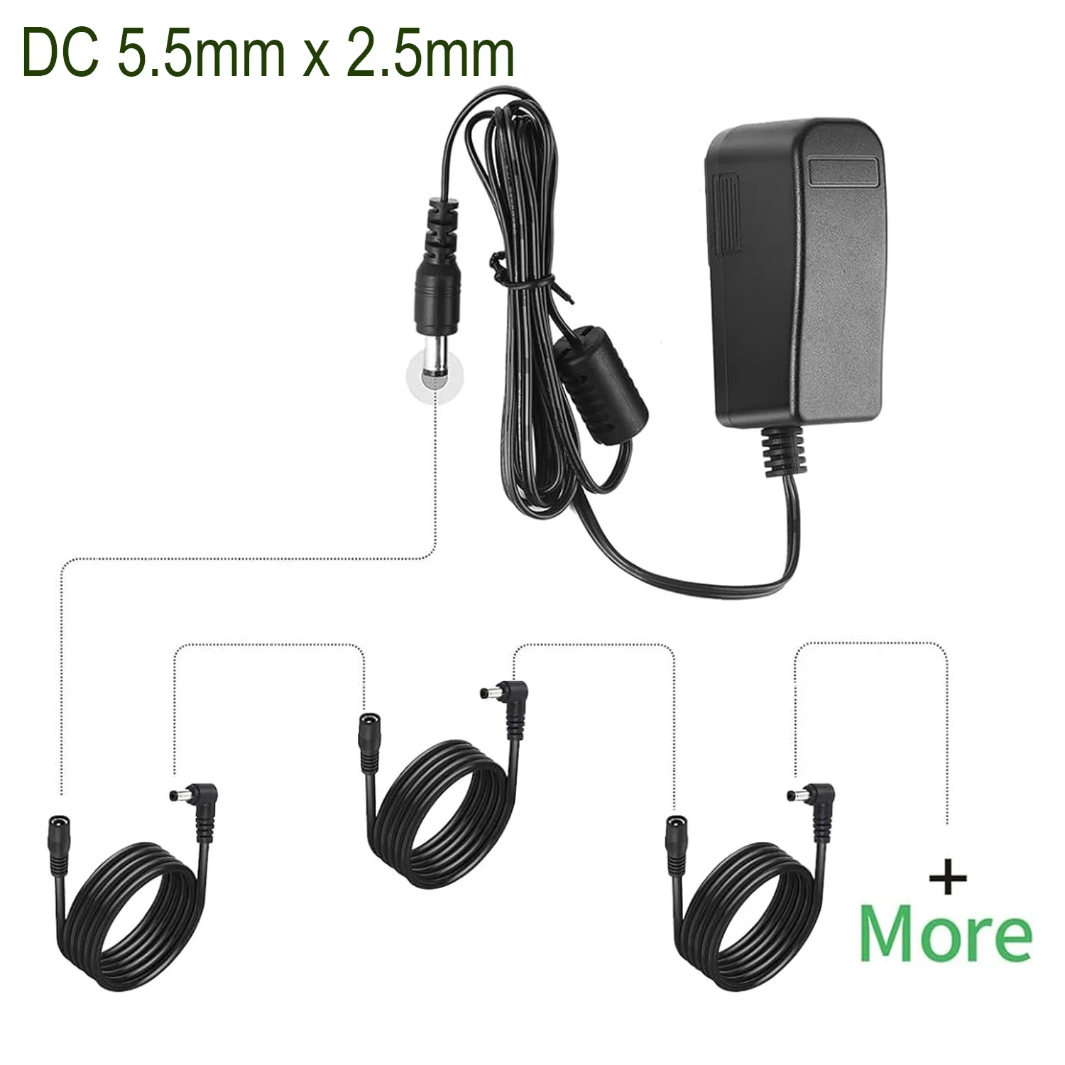 18AWG Power Cable DC Power Cable 3ft - 5.5x2.5mm To 5.5x2.1mm Male Connector For CCTV Camera & Router 5.5x2.5mm To 5.5x2.1mm Connectors - View #3