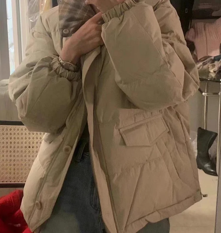 Fashion Commuter Long Sleeve Lapel Single-Breasted Women's Down Jacket Winter New Korean Style Double-Sided Down Jacket Coats