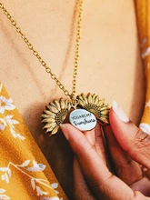  Sunflower Necklaces Can open Locket Gold Silver Color Long Chain Sun Flower Jewelry Gift for Women 