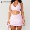 1609-a6dec0.jpg Ctenkevet Women Chest Padding And High Elasticity Bra Set 2Pcs Tennis Skirt Sportswear Female Golf Suits Sport Outfit For Woman