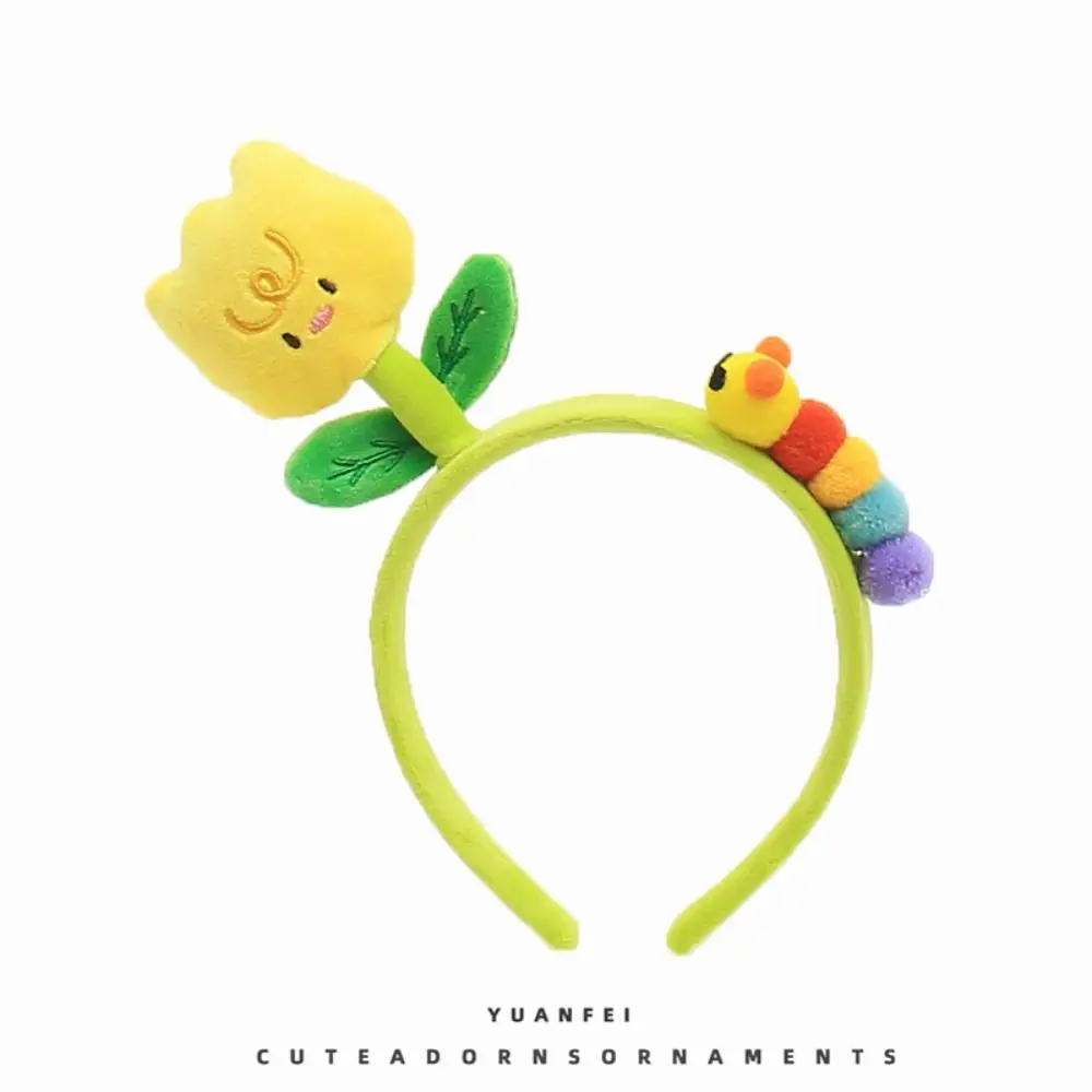 Headband Hair Clip Headdress Caterpillar Cute Flowers Cartoon Windmill Leaf-Green Bean Sprouts Flower Funny