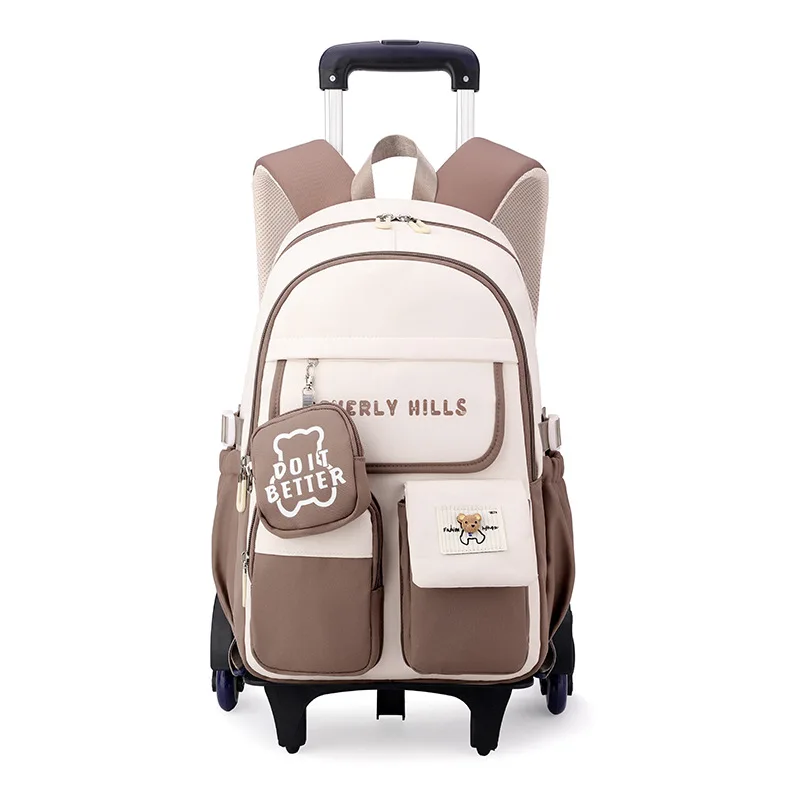 Rolling School Bags for Girls Backpack Children Waterproof School Backpacks with Wheels Middle School Trolley Luggage Back Pack 3