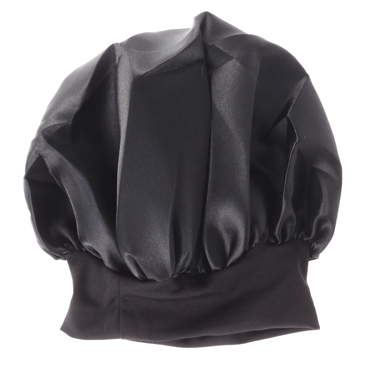 

Black Sleeping Cap Wide Band Bonnet Long Hair Night Hat Cover Hair Loss Wraps for 56- 58cm