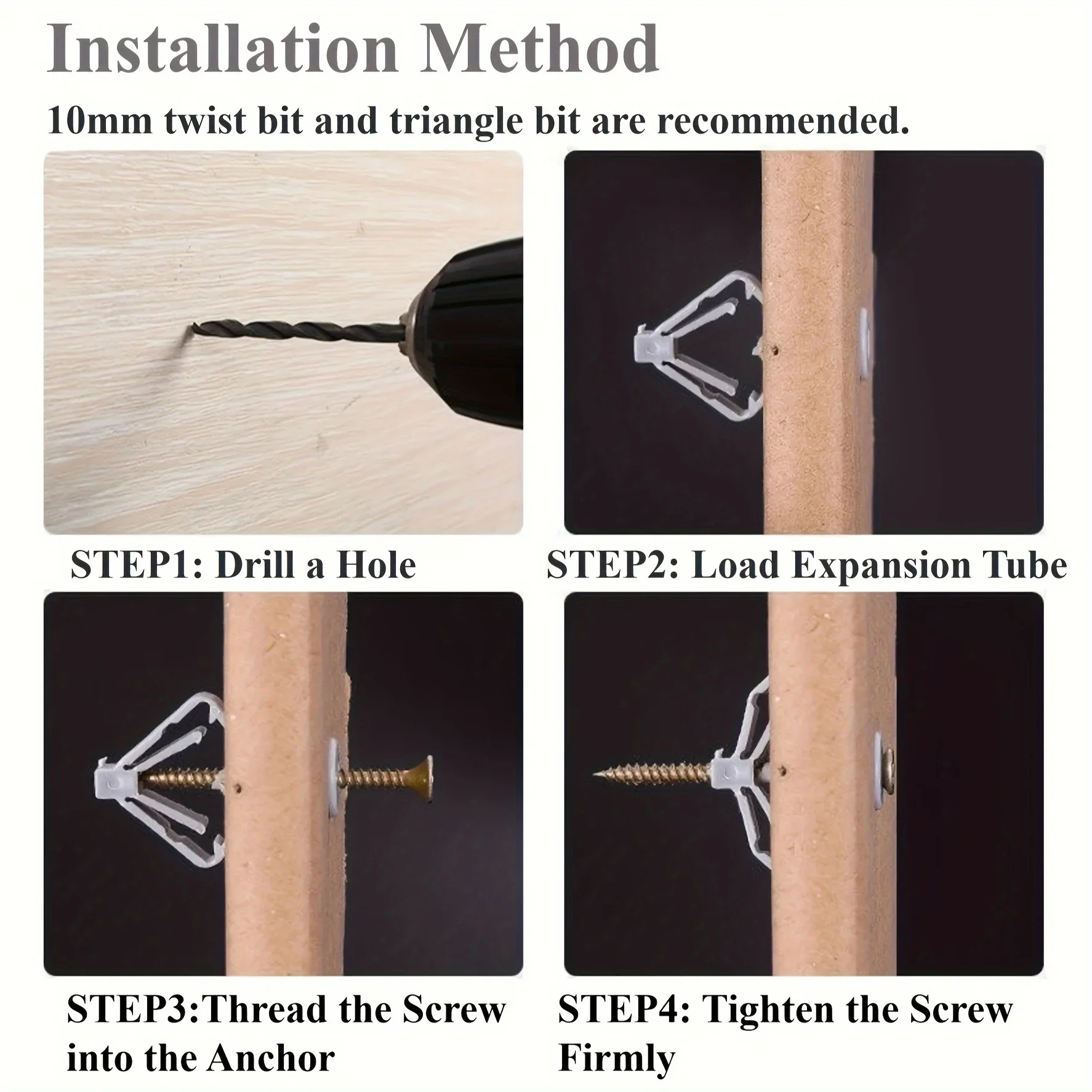 Description Picture 3 of item10Sets m3.5 Hollow-Wall Anchors Drywall Anchor Kit With Screws Expansion Tube Pipe Self Drilling With Zinc Plated Screws