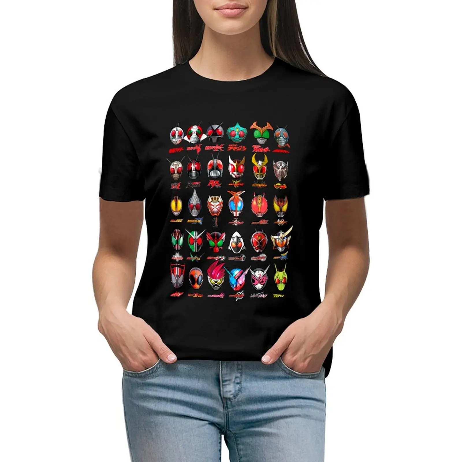 

Kamen Rider 1971-2019 Helmets T-shirt tops Short sleeve tee cute tops Summer Women's clothing