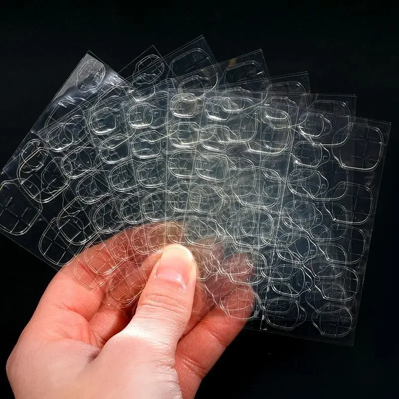 24/240pcs Double Side Glue Nail Stickers Adhesive Press-On Jelly False Nails Tips Transparent Waterproof Fake Nail Glue Decals 6