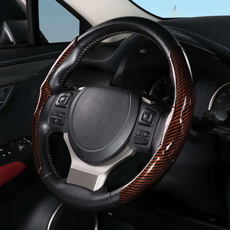Ultra-Thin Carbon Fiber Non-Slip Sport Steering Wheel Cover - 36cm