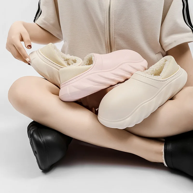 2022 cotton slippers couple winter non-slip soft bottom home slipper ladies waterproof cover heel flat with loafers plus size 45