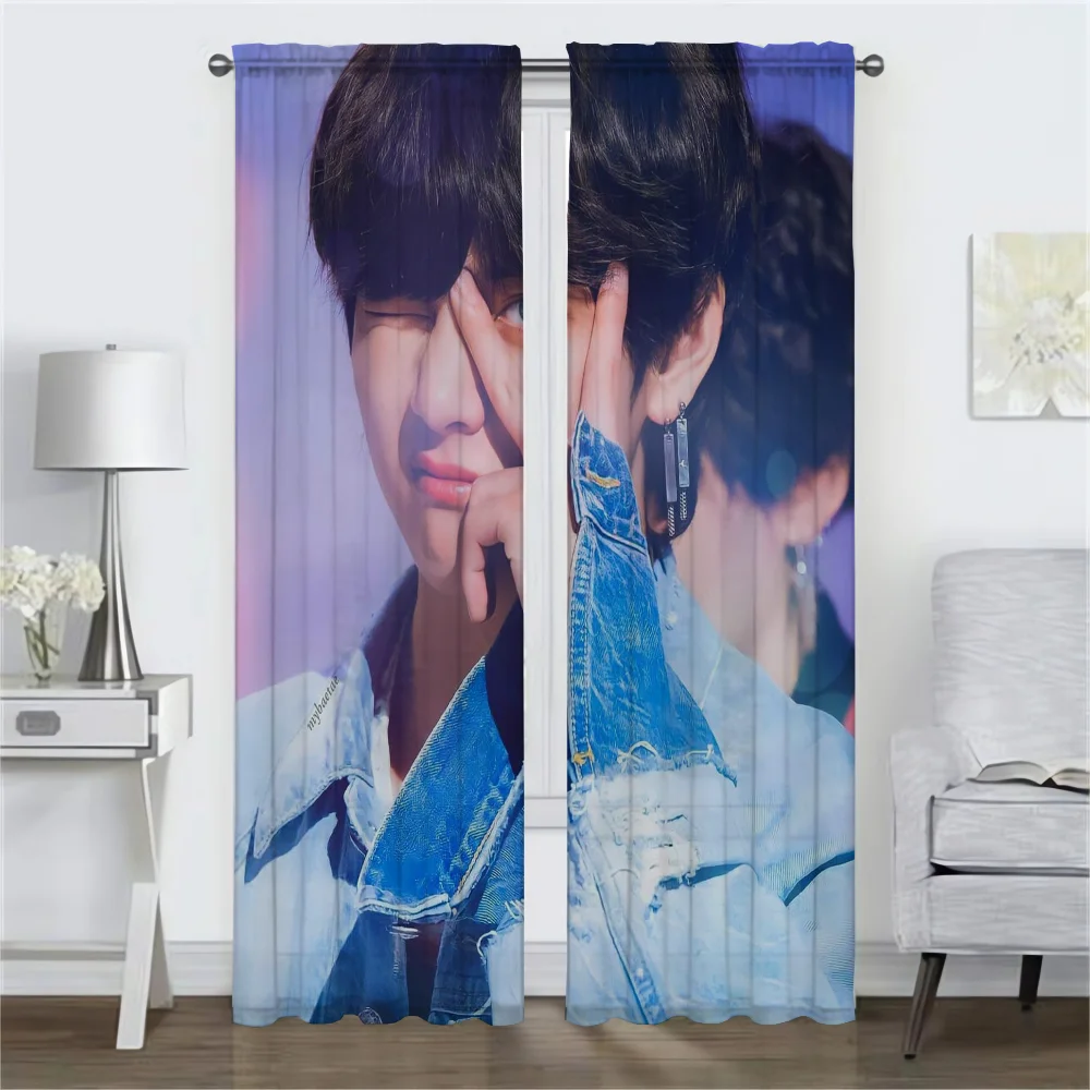 B-BTS Halloween Decoration Home Interior Curtains for Living Room Shades Tulle for Bedroom Partition Blackout Curtain Kitchen 2