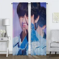 B-BTS Halloween Decoration Home Interior Curtains for Living Room Shades Tulle for Bedroom Partition Blackout Curtain Kitchen 2