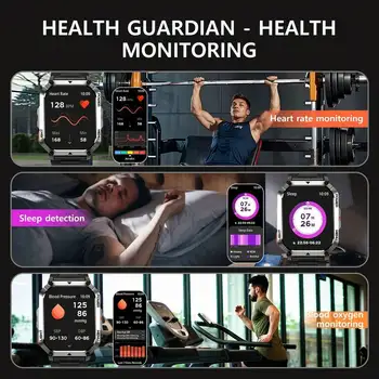 Smart Watch For Men Women, 2.01in HD Touch Screen Smartwatch With Heart Rate Sleep Monitor Compass Flashlight, Waterproof Sport 3