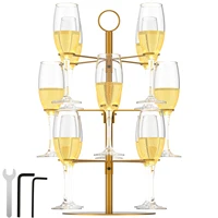 Cocktail Tree Stand 3 Tiers Champagne Display Stand 12 Holders Wine Glass Display Stand Metal Cocktail Tower Stand Champagne 1