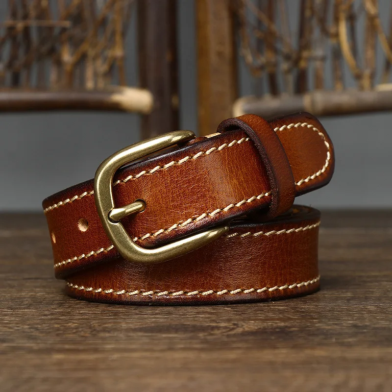 brown belt women 2.8cm Width Women Belt Designer Female Belt Genuine Leather Belts Cowskin Strap Pin Buckle Belts Fancy Vintage for Jeans wide belts