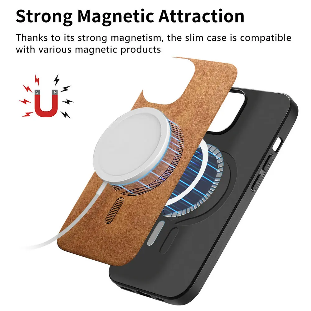 Leather Magnetic Wireless Charging Phone Case