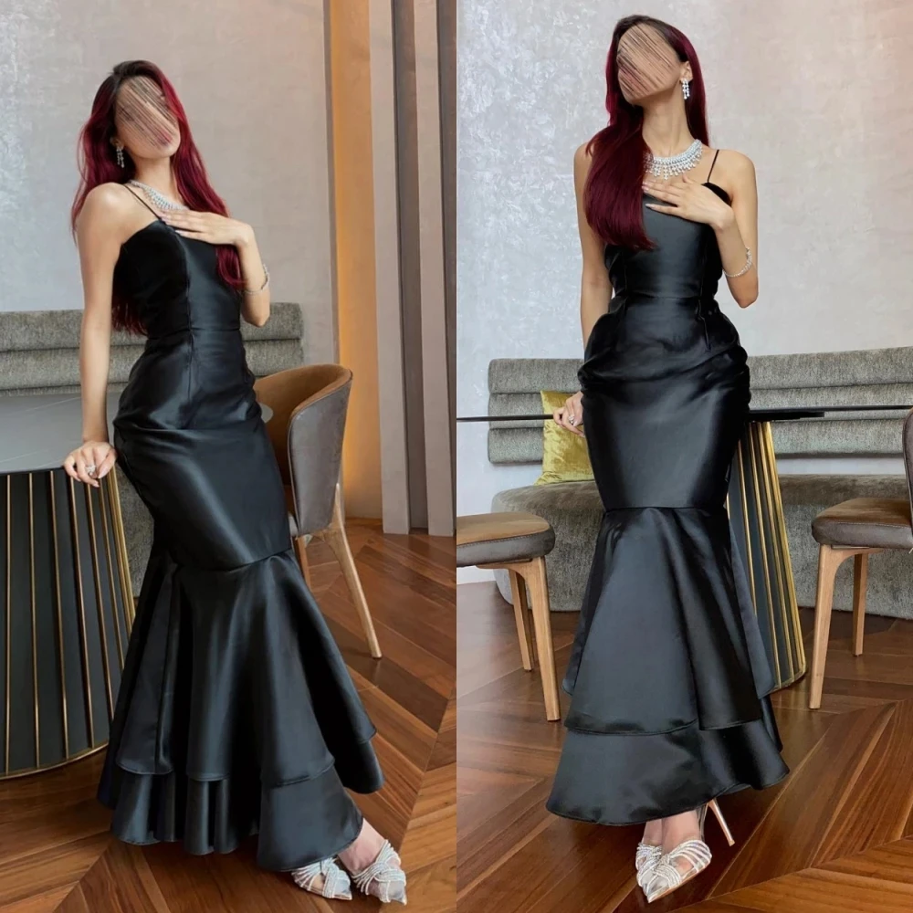 

Evening Dresses For Wedding Saudi Arabric Spaghetti Straps Backless Mermaid Cockatil DressVestidos Robes De Soirée Made To Order