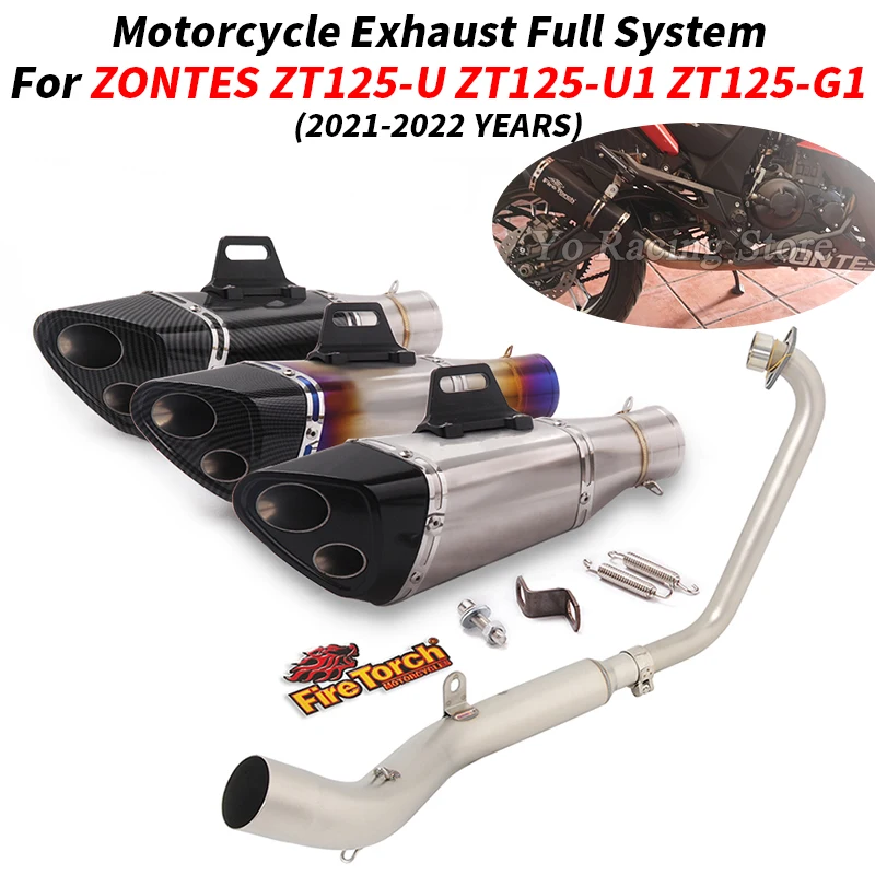 

For Zontes ZT125 ZT-125 ZT 125 U1 G1 Z1 Z2 2021 - 2022 Motorcycle Exhaust System Modifide Catalytic Link Pipe 51mm Moto Muffler
