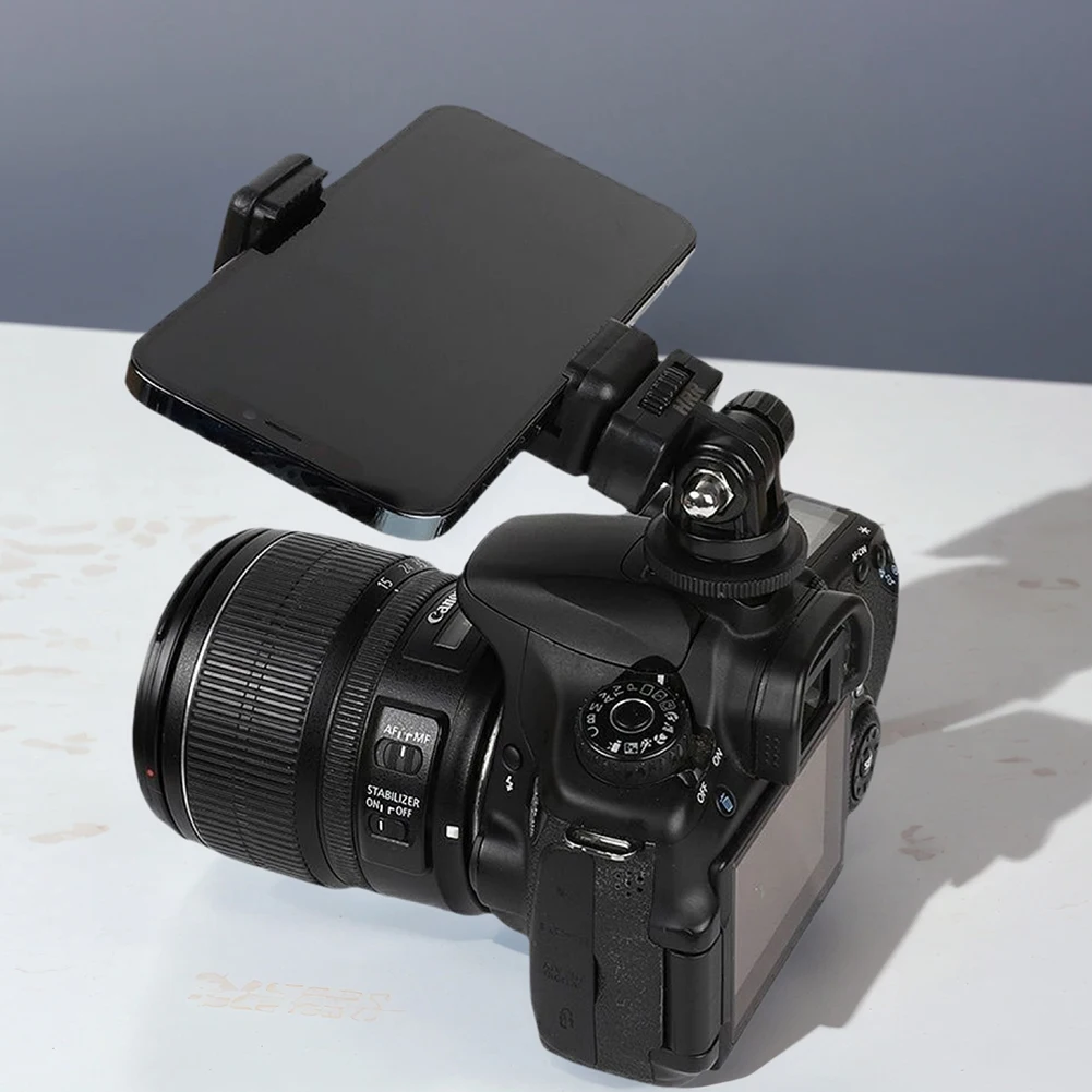 Phone Tripod Holder Clip With Camera Hot Shoe Mount Smartphone Tripod Mount 360 Rotation 180 Flip