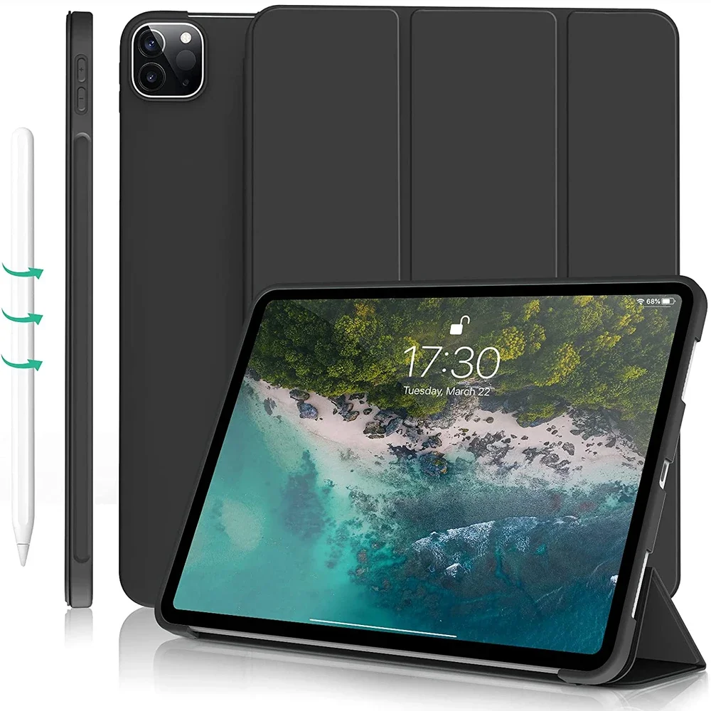 

For iPad Pro 11 Case iPad Pro 11 4th 3rd 2nd Generation 2022 2021 2020 Slim Magnetic Folding Stand Soft TPU Smart Cover Funda