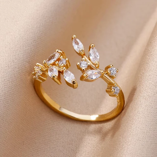 Bagues géométriques de luxe en Zircon pour femmes, en acier inoxydable, couleur or, anneau ouvert, tendance, fête de mariage, bijoux esthétiques, cadeau pour Femme