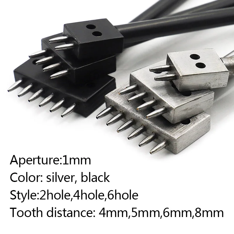 Leather Hole Punch Leather Craft Tools 4-8mm Spacing Leather Hole Punches DIY Hand Perforated Round Stitching Punch Tools Hole Cut Leather Punching Tool 2/4/6/Hole