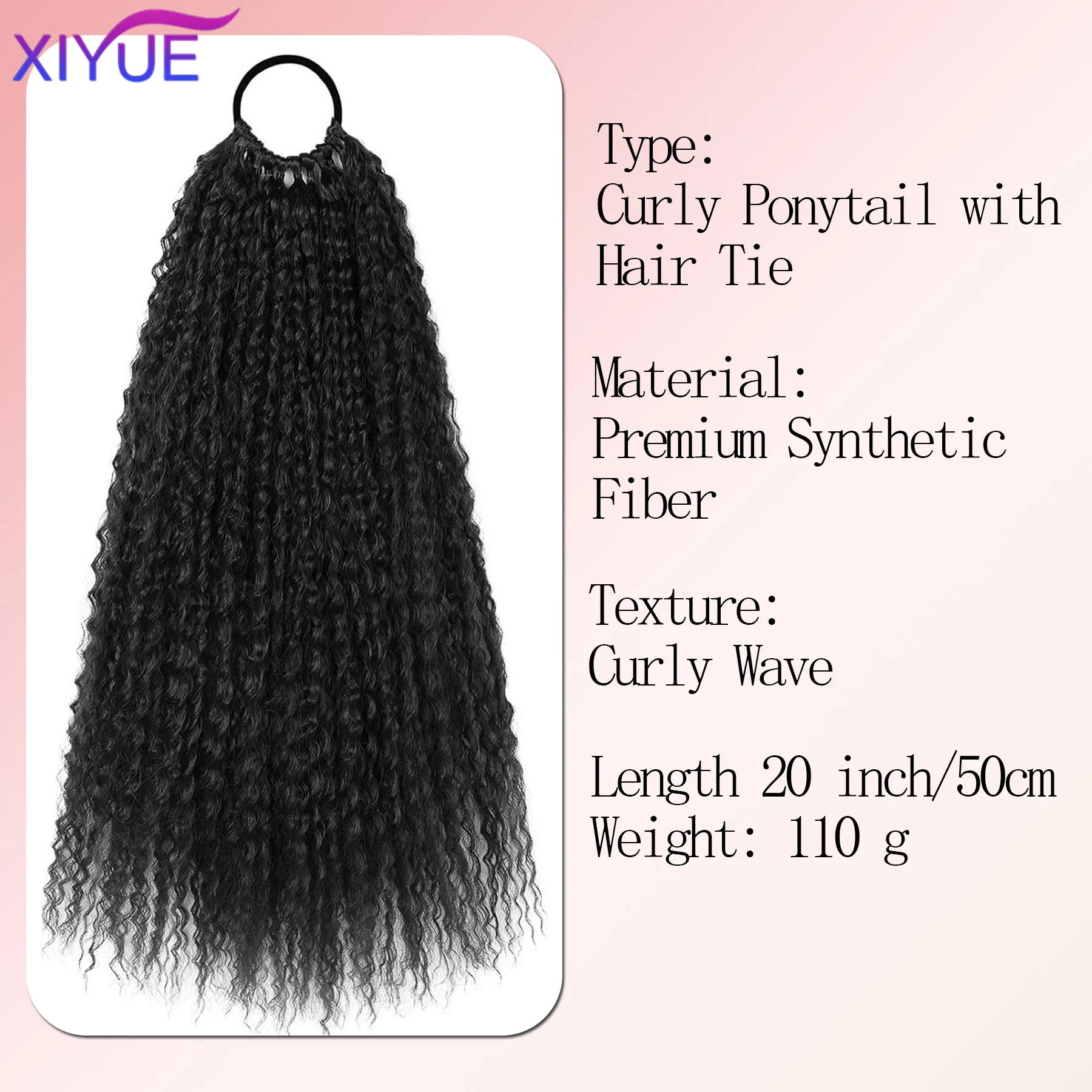 XIYUE Long Curly Drawstring Ponytail Synthetic Ponytails for Women Black Blonde Red Ponytail Clip in Hair Extensions for Daily