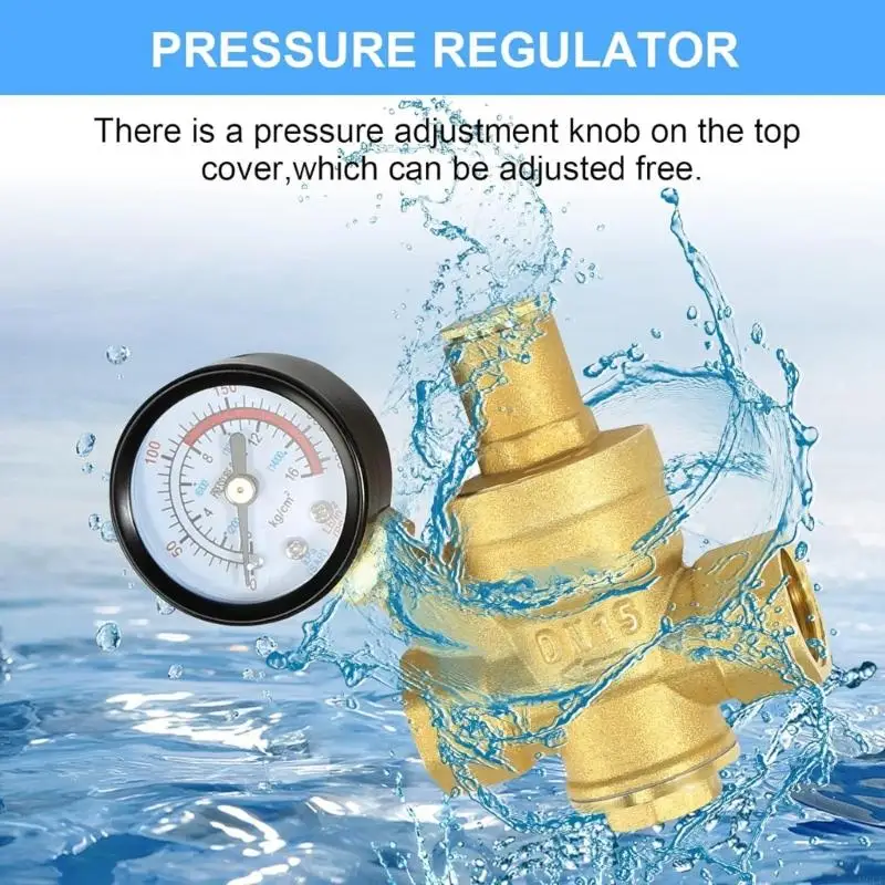 M6CF Pressure Regulator Water Inch DN15 with Pressure Gauges High Hardness Brass Adjustable Regulator for Water