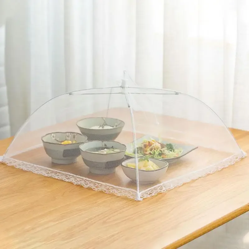 Foldable Food Mesh Cover Fly Anti Mosquito Pop-Up Food Cover Umbrella Meal Vegetable Fruit Breathable Kitchen Accessories