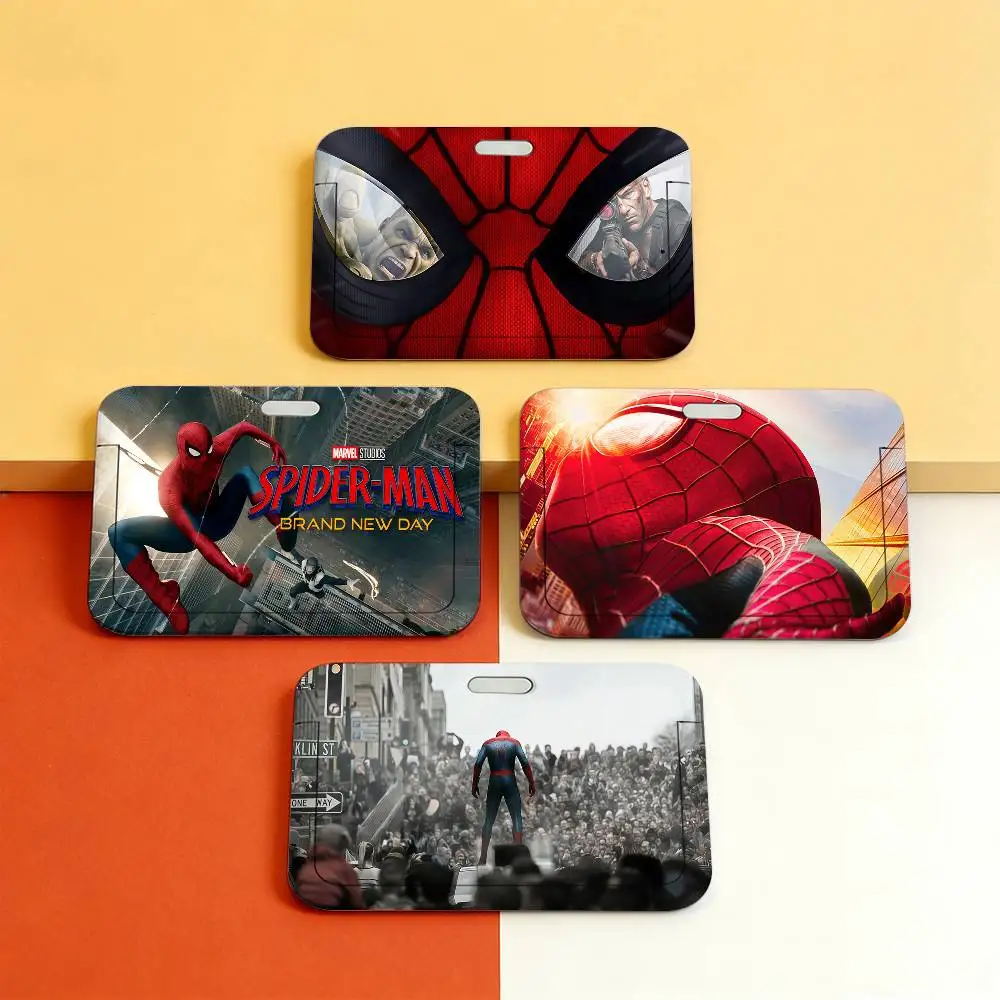 필름 S-스파이더맨 브랜드 뉴 데이 투명 카드 홀더 직원용 플라스틱 슬라이드 커버 랜야드 업무용 비즈니스 ID 가방 버스용