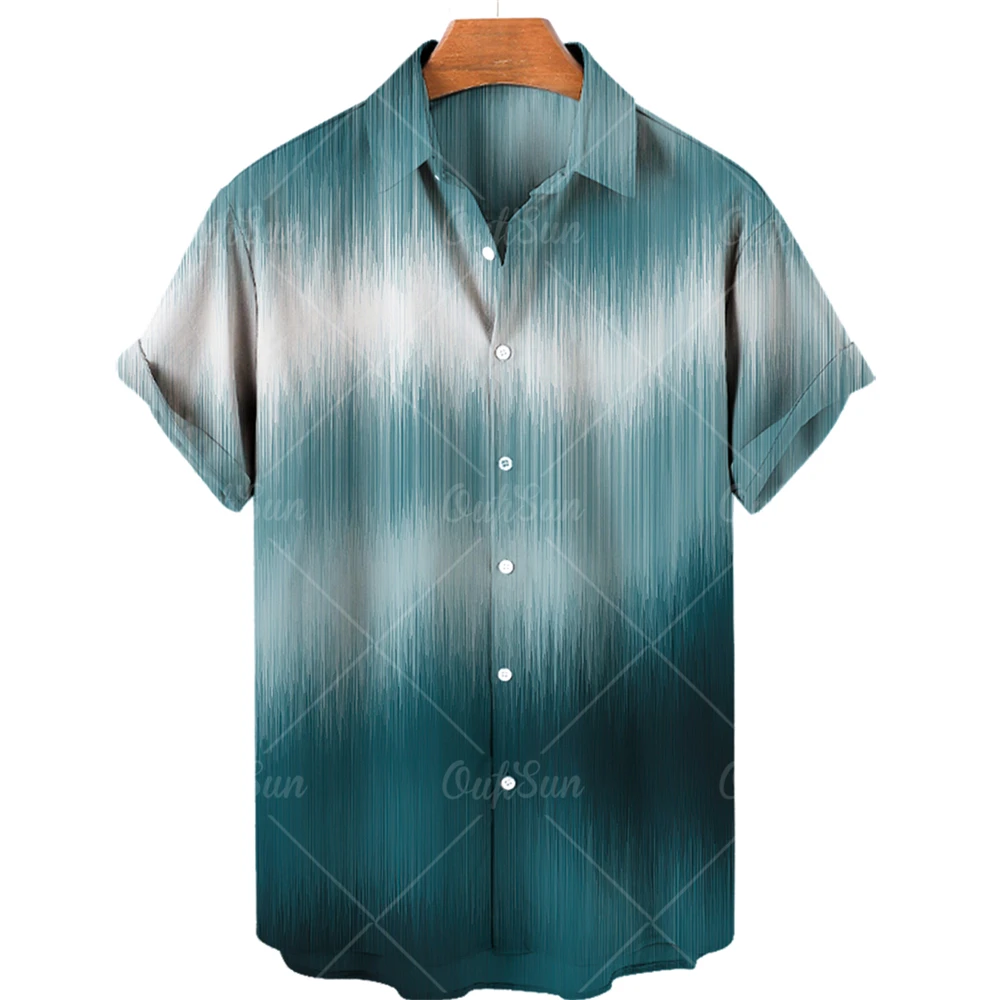 

Гавайская рубашка с коротким рукавом для мужчин, Повседневная универсальная пляжная рубашка на одной пуговице с градиентом, Размер 5XL, новинка 2022
