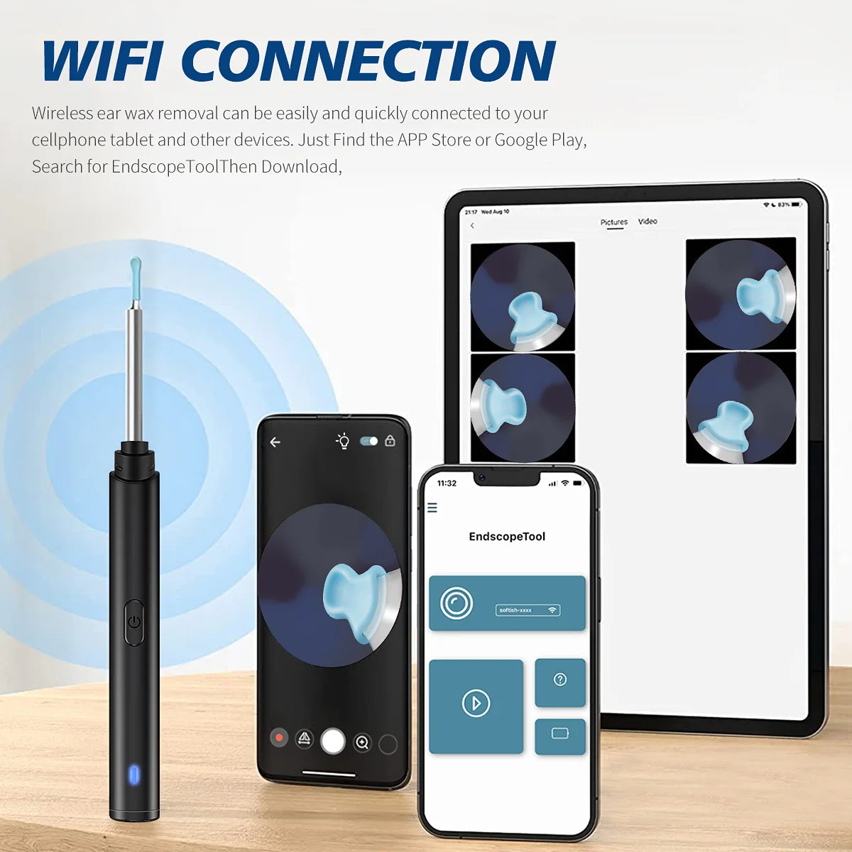 إزالة شمع الأذن، منظف الأذن مع الكاميرا، مجموعة إز...
