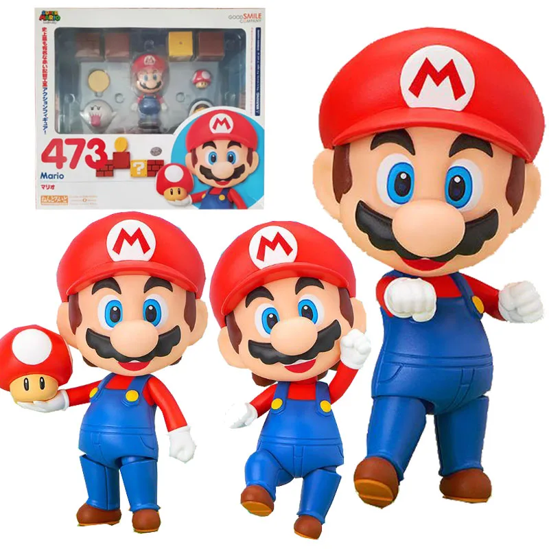 

In Stock Original GOOD SMILE GSC 473 NENDOROID Mario Super Mario Bros Anime Figure Model Collecile Action Toys Gifts