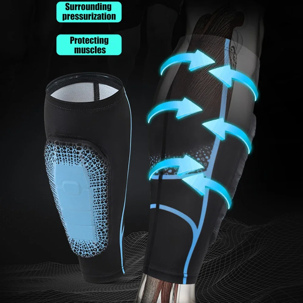 Soccer Shin Guards Pads Calf Sleeves Compression with EVA Pad Support for Football Baseball Taekwondo Boxing MTB Protective Gear