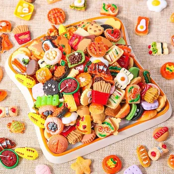Juguetes de comida en miniatura, muñecas de comida de resina mixta, juguetes de cocina adecuados para casa de muñecas, juguetes de cocina, comida en miniatura de resina 1