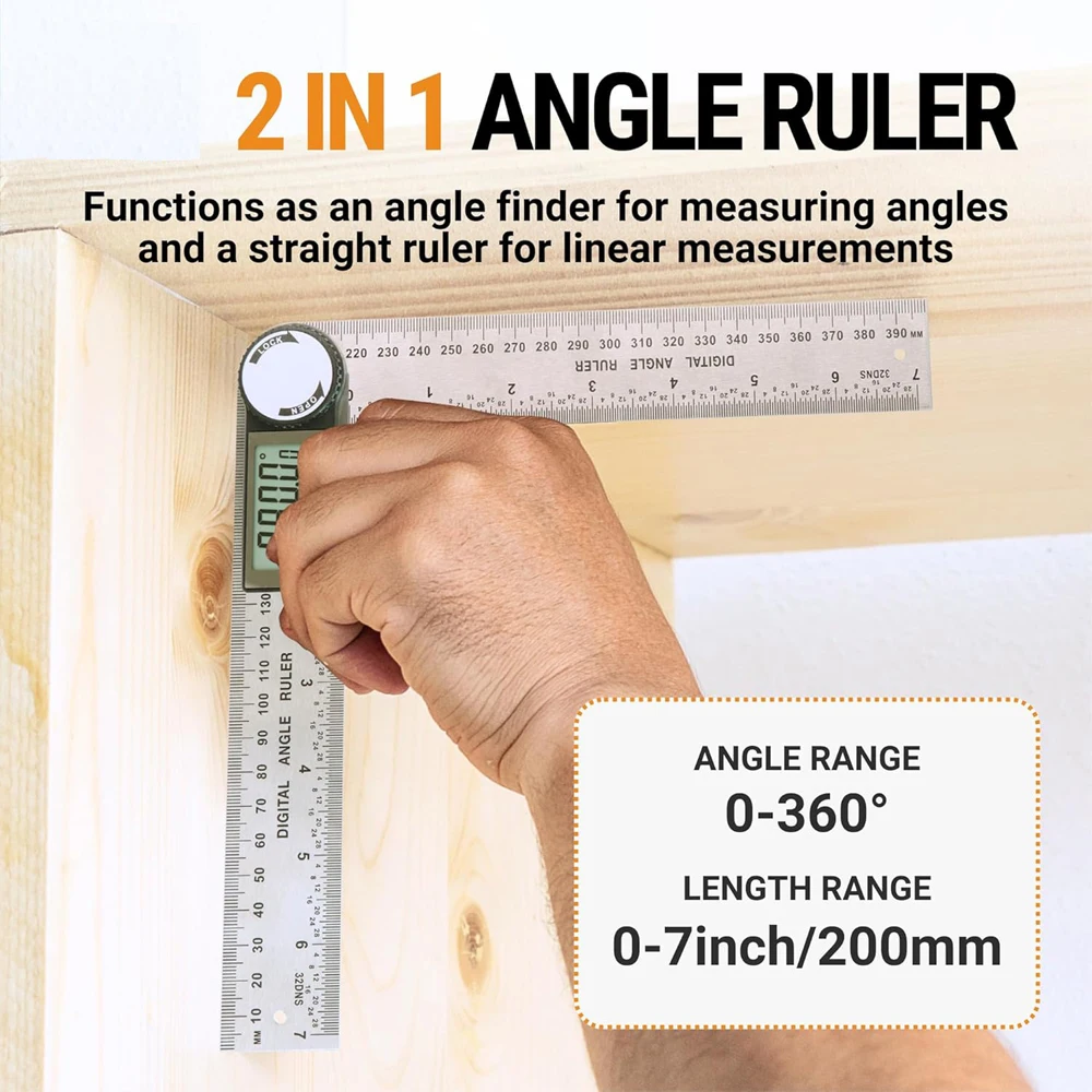 목공 측정 도구에 적합한 2 in 1 디지털 앵글 파인더 눈금자 감지기 스케일 고정밀 다기능 도구