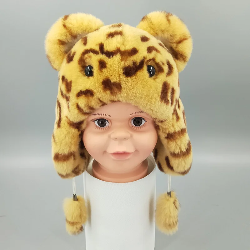 

New Winter Children's Warm Cap For Men And Women Ear Protection Cartoon Panda Cute Ear Protection Cap Thickened Solid Color