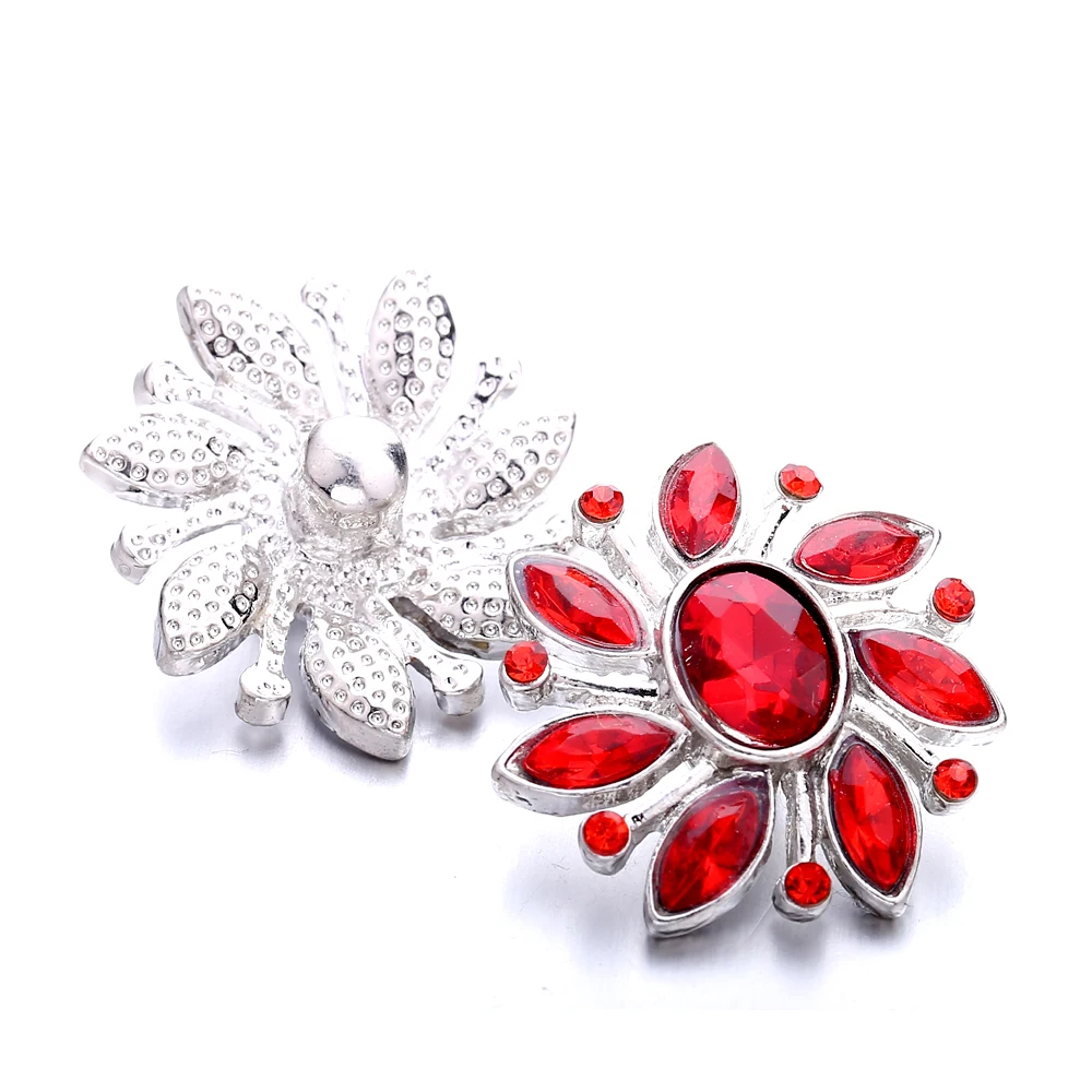 20pcs Snap Button Jewelry Mixed Crystal Rhinestone Flower 18mm Metal Snap Buttons Fit Snap Bracelet Necklace