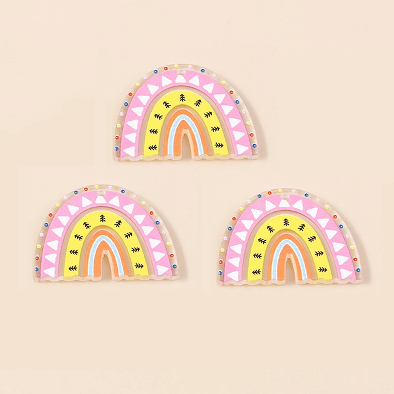 Leslie 10 Stück große, schöne Regenbogen-Charms-Anhänger aus Kunstharz für Ohrringe, Armbänder, Halsketten, DIY-Schmuck, Zuhause, Dokumente, hängende Anhänger – Detail 22