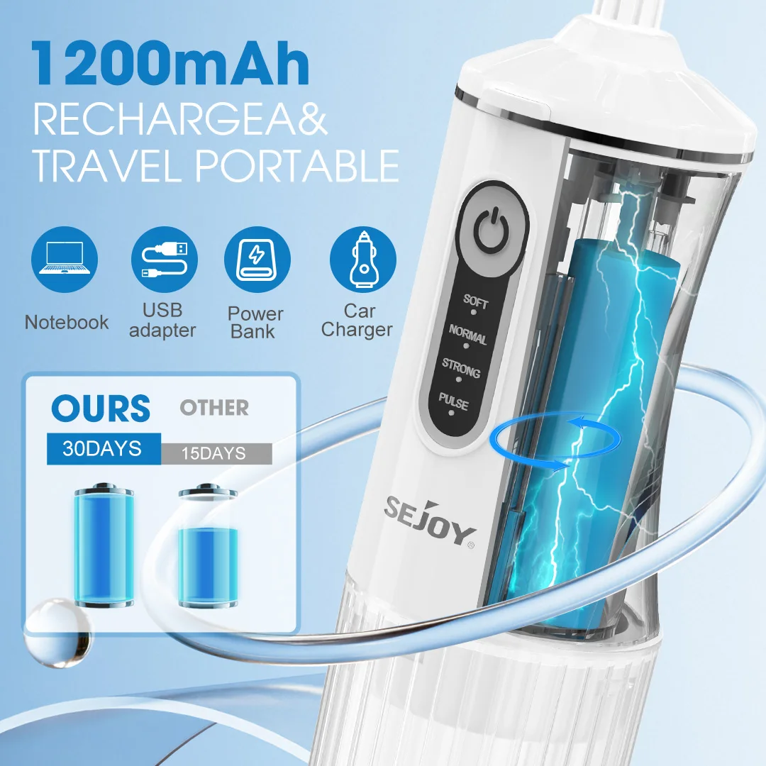 Sejoy H13 Water Dental Flosser Portable 4 Modes Rechargeable Oral Irrigator Waterproof IPX6 for Home : 3 - 5 Days Free Delivery Only UK
