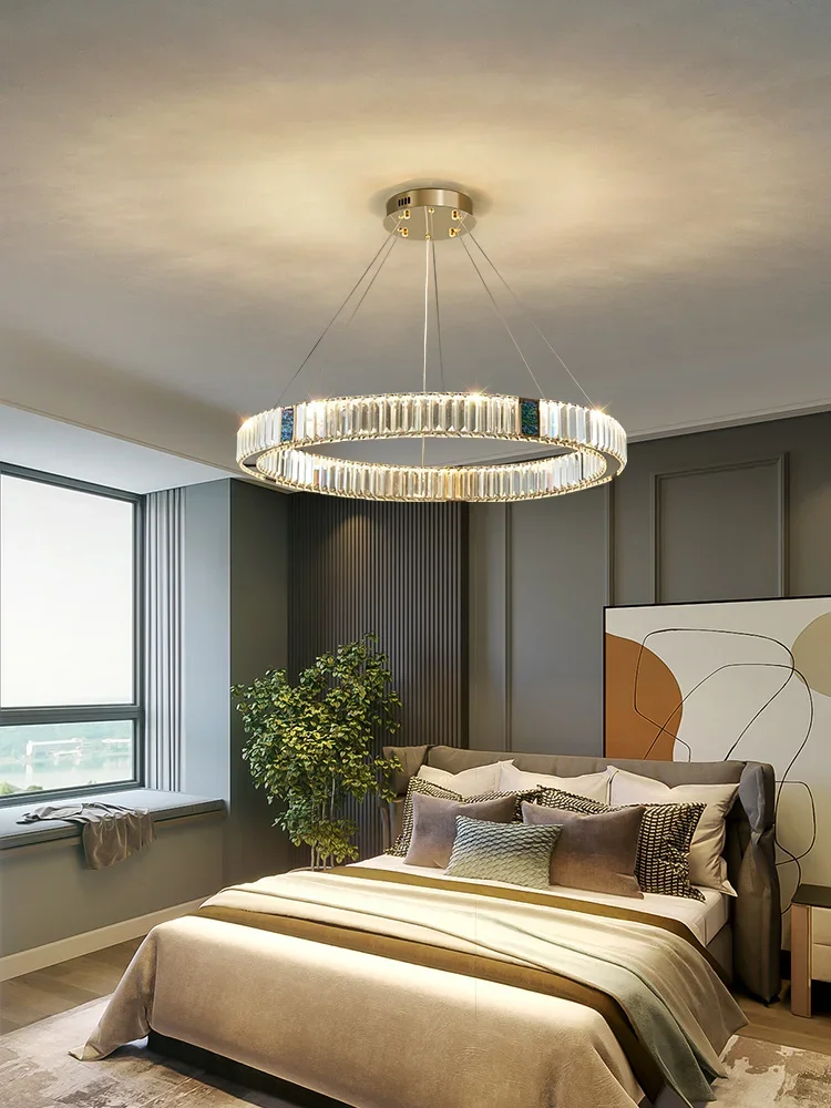 

Modern K9 Crystal Circle Led Dimmable Pendant Lights By Remote Control Gold Steel Hanging Lamp Living Room Suspend Lamp Fixture