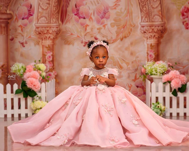 Vestido Bebê Rosa Pérolas Princesa Menina Bonita, Casamento