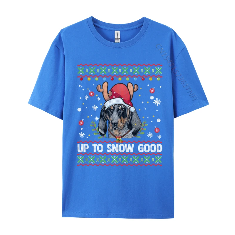 Birthday Pure Cotton T Shirts for Male Short Sleeve Slim Fit Tops Shirt 2024 Popular Summer O-Neck Tee Shirt Fashionable Bluetick Coonhound Dog Reindeer Ugly Christmas Sweater blue