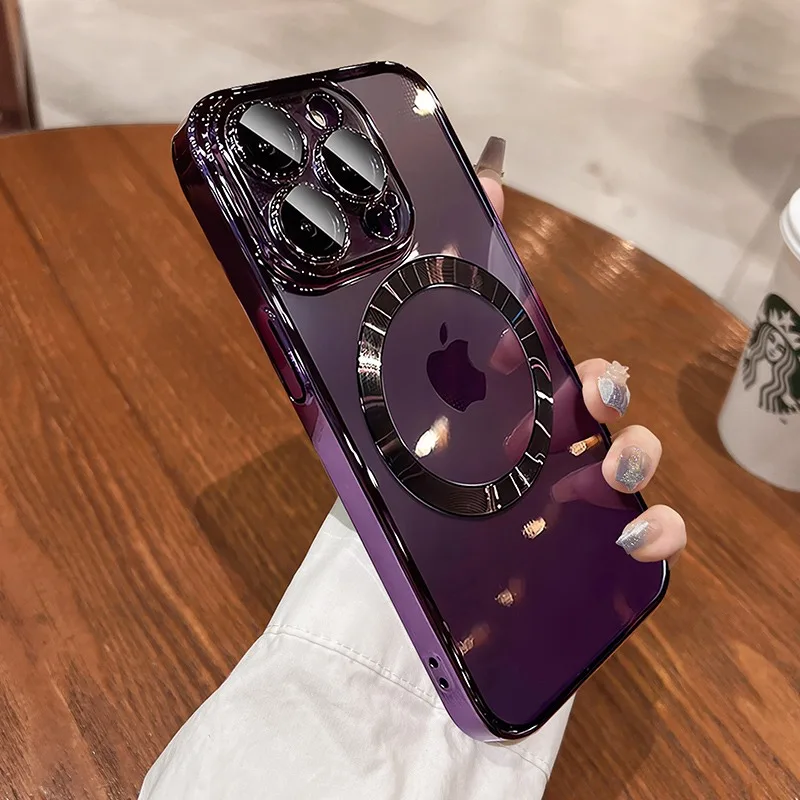 Luxury Clear Silicone TPU Wireless Charging Case with Soft Electroplate Finish