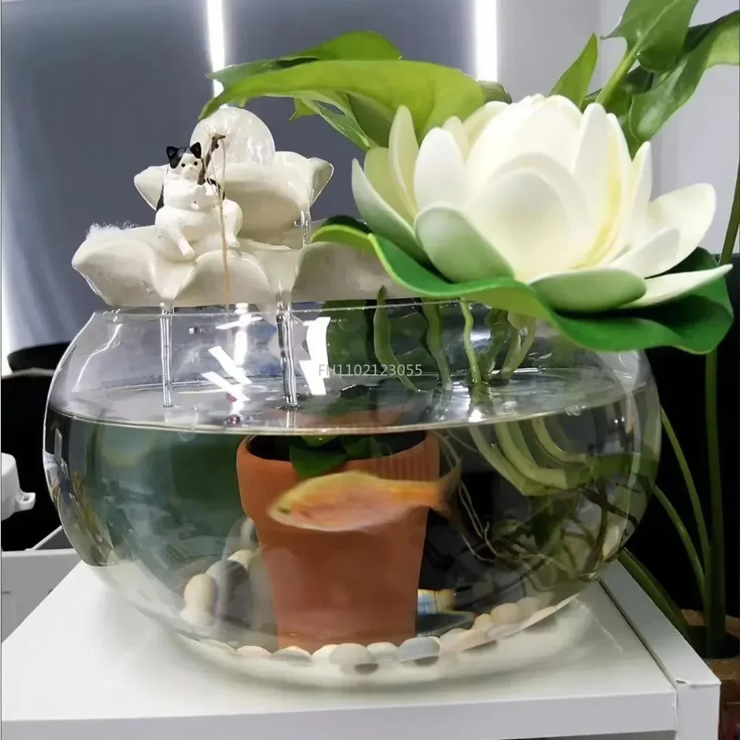 Garden Ornament Outdoor Garden Pool Micro-Landscape Aquarium Crafts Decoration 1Pcs Fishing Cat Resin Figure Statue Sitting Cat