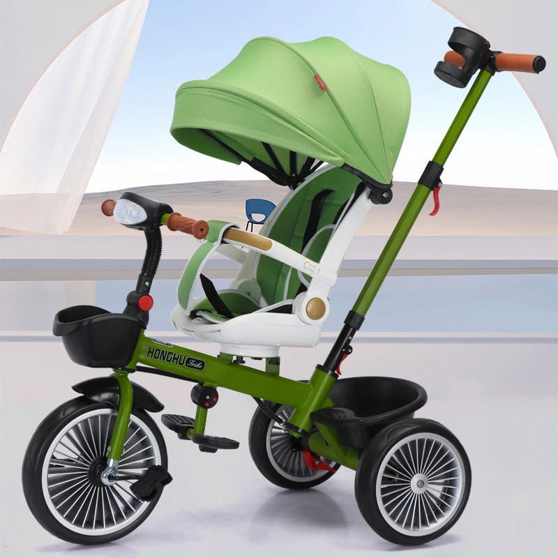 Multifunctional 4-in-1 children's three-wheel stroller Baby Tricycle Stroller Rotatable and Reclining Baby Carriage Foldable baby stroller