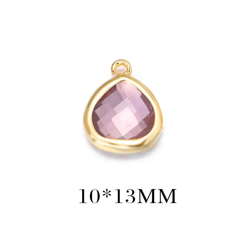 Colgantes de Encanto de Triángulo de Vidrio y Metal de Alta Calidad Accesorios de Joyería de Colorido Bronce Dorado Champán 4PCS 8x11MM 10x13MM - details 7